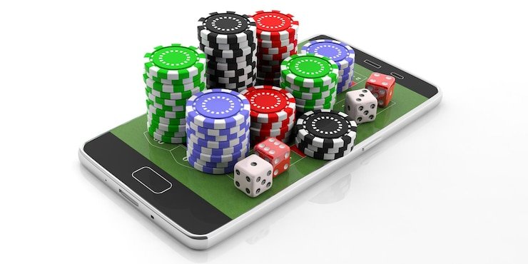 Meja permainan casino klasik dengan chip dan kartu siap dimainkan